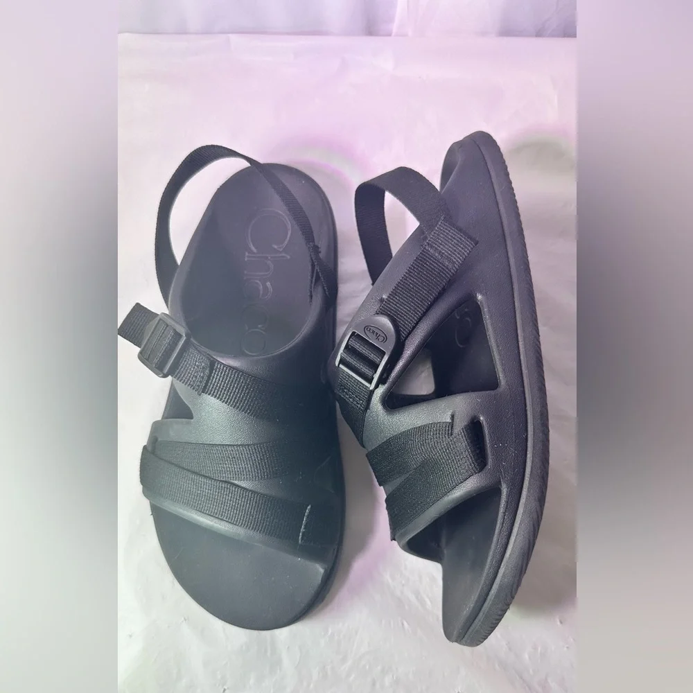 Chaco Black Dual-Strap Slide with Buckle